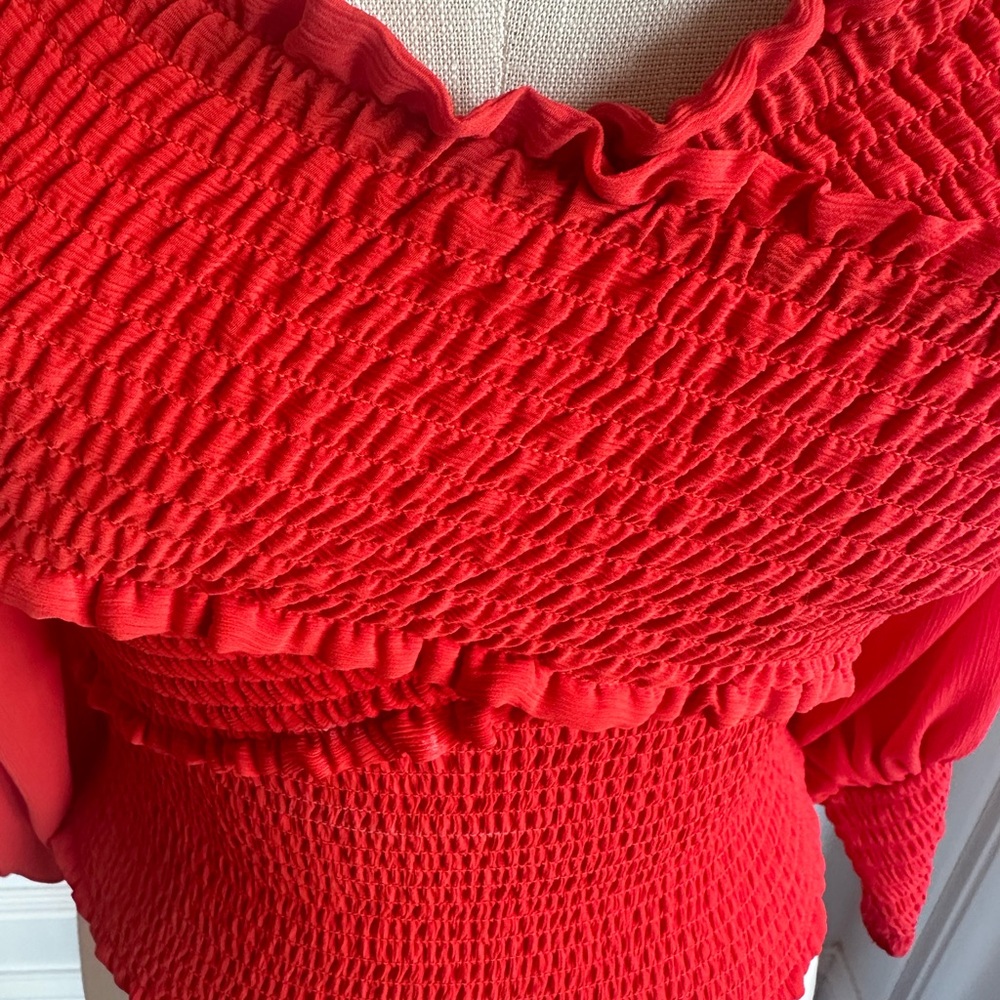 BB Dakota Red-orange off the shoulder top. - Picture 11 of 13